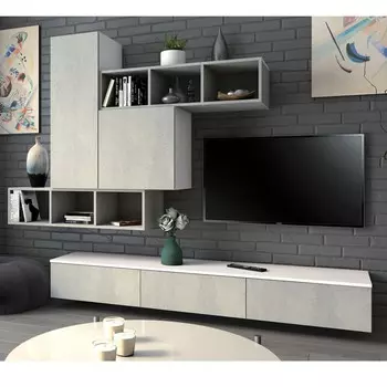 Гостиная подвесная лойс, белый/бетон камень