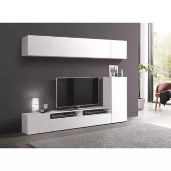 Гостиная прага-5, 2130х350х1700, белый/белый глянец снег