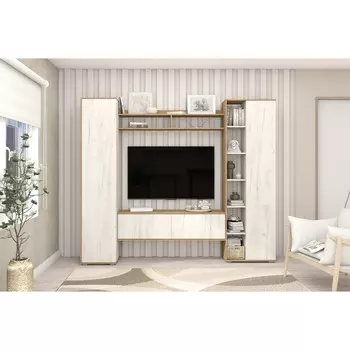 Гостиная сальма, 2500х483х2120, крафт золотой/белый