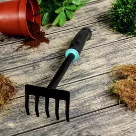 Малые прямые грабли greengo для сада, 5 зубцов, длина 29 см, металл, комбинированная пластиковая ручка