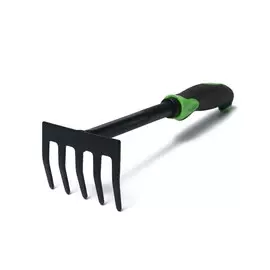 Грабли малые, прямые, 5 зубцов, длина 28.5 см, металл, эргономичная прорезиненная ручка, greengo