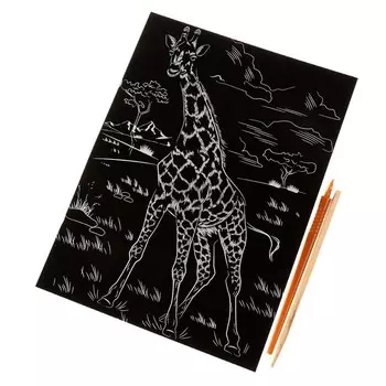 Гравюра МУЛЬТИ АРТ SCRATCHART-GOLD-GIRAFFE1
