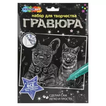 Гравюра МУЛЬТИ АРТ SCRATCHART-SLV-CAT&DOG1