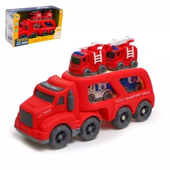 Грузовик truck, 4 машинки с инерцией, световые и звуковые эффекты