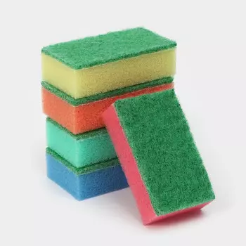 Губка бытовая с чистящим слоем доляна