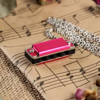 Губная гармошка music life 4 отверстия, 8 тонов, 3.51.51 см, цепь 28 см, розовая