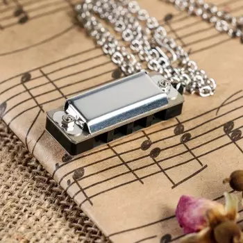 Губная гармошка music life 4 отверстия, 8 тонов, 3.51.51 см, цепь 28 см, серебристая