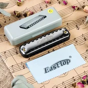 Губная гармошка music life t10-1 c black диатоническая, 10 отверстий, с футляром