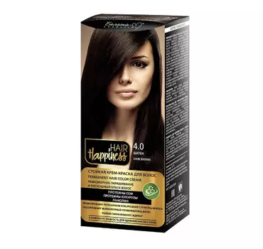 Hair Happiness Крем-краска для волос аммиачная №4 шатен