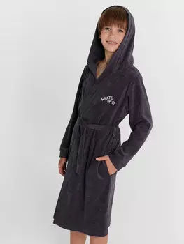 Халат для мальчиков серый с вышивкой