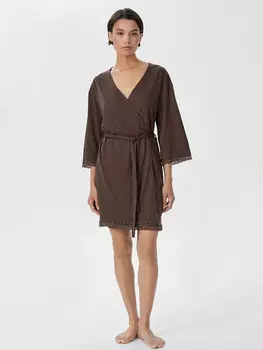 Халат женский коричневый в горошек