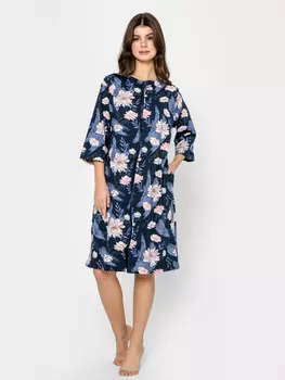 Халат женский синий с цветами