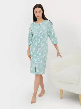 Халат женский зеленый с белыми цветами