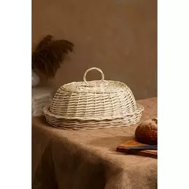 Хлебница плетёная, с крышкой, белёная, 43х33х16 см