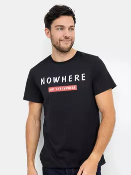 Хлопковая футболка черного цвета с принтом