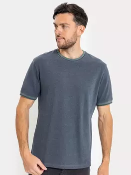 Хлопковая футболка серая с цветными манжетами