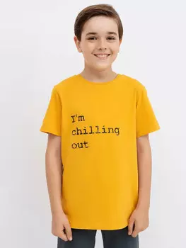 Хлопковая футболка в темно-желтом цвете для мальчиков