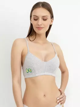 Хлопковое бюстье с мягкими чашками в цвете серый меланж