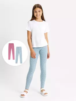 Хлопковые легинсы для девочек мультипак (2 шт.)