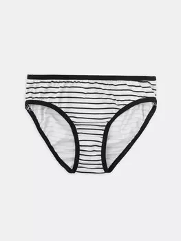 Хлопковые трусики в бело-серую полоску для девочек