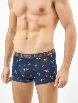 Хлопковые трусы-боксеры в темно-синем цвете для мужчин