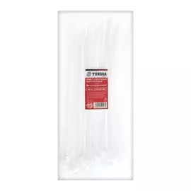 Хомут нейлоновый для стяжки, тундра, многоразовая, 7,2х250 мм, белый, 50 шт