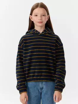 Худи для девочек синее в полоску