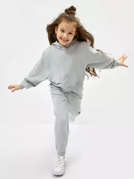 Худи для девочек укороченное в сером цвете с печатью