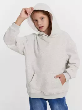 Худи для девочек в цвете серый меланж