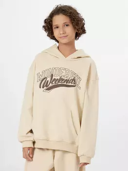 Худи для мальчиков бежевое с надписью
