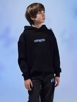 Худи для мальчиков черное с принтом