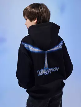 Худи для мальчиков черное с принтом