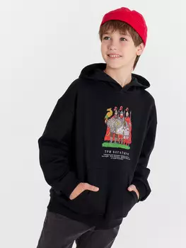 Худи для мальчиков черное с принтом