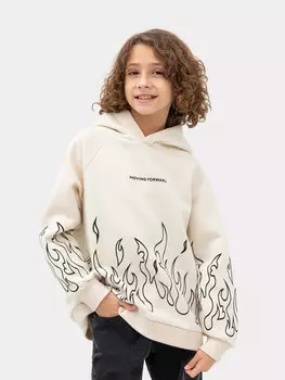 Худи для мальчиков серое с печатью