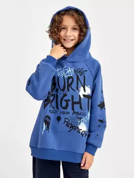 Худи для мальчиков синее с печатью