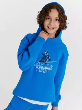 Худи для мальчиков синее с принтом