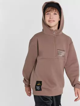 Худи для мальчиков таупово-бежевый с печатью