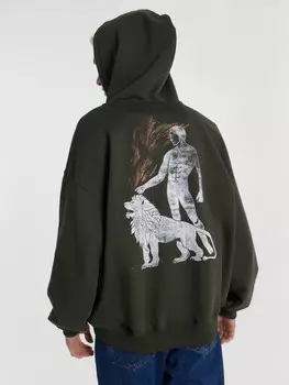 Худи мужское хаки с принтом