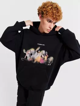 Худи мужское черное с печатью