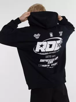 Худи мужское черное с принтом