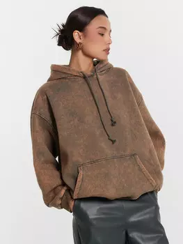 Худи женское хаки с обработкой эйсид