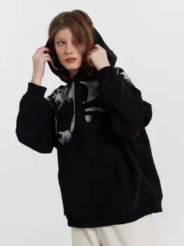 Худи женское черное с принтом