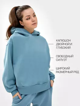 Худи женское теплое в зеленом цвете