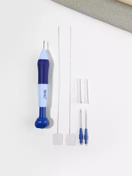 Игла для вышивания teira, для ковровой техники, d=1.3/1.6/2.2 мм, с нитевдевателями, голубая, синяя