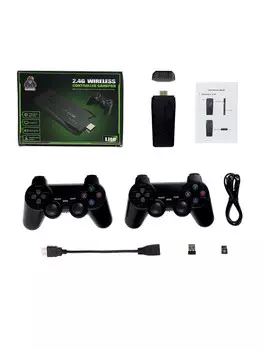 Игровая приставка game-5, 8/16/32 бита, 4k, 64 гб, hdmi, microsd, 2 джойстика, черная