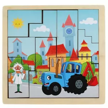 Игрушка деревянная СИНИЙ ТРАКТОР, Буратино W019-STR