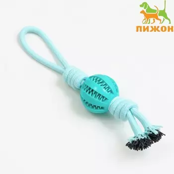 Игрушка канатная плетеная с мячом, до 35 см, до 115 г, мятная