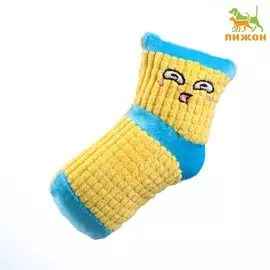 Игрушка мягкая с пищалкой носок желтый, 16 см