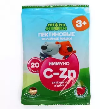 Иммуно витамин с и цинк ми-ми-мишки со вкусом винограда, 20 жевательных пастилок по 2 г