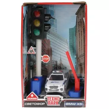 Инерционный транспорт с функциями "свет" или звук" BMW машинки, Технопарк TRAFF-22PLX5POL-BU